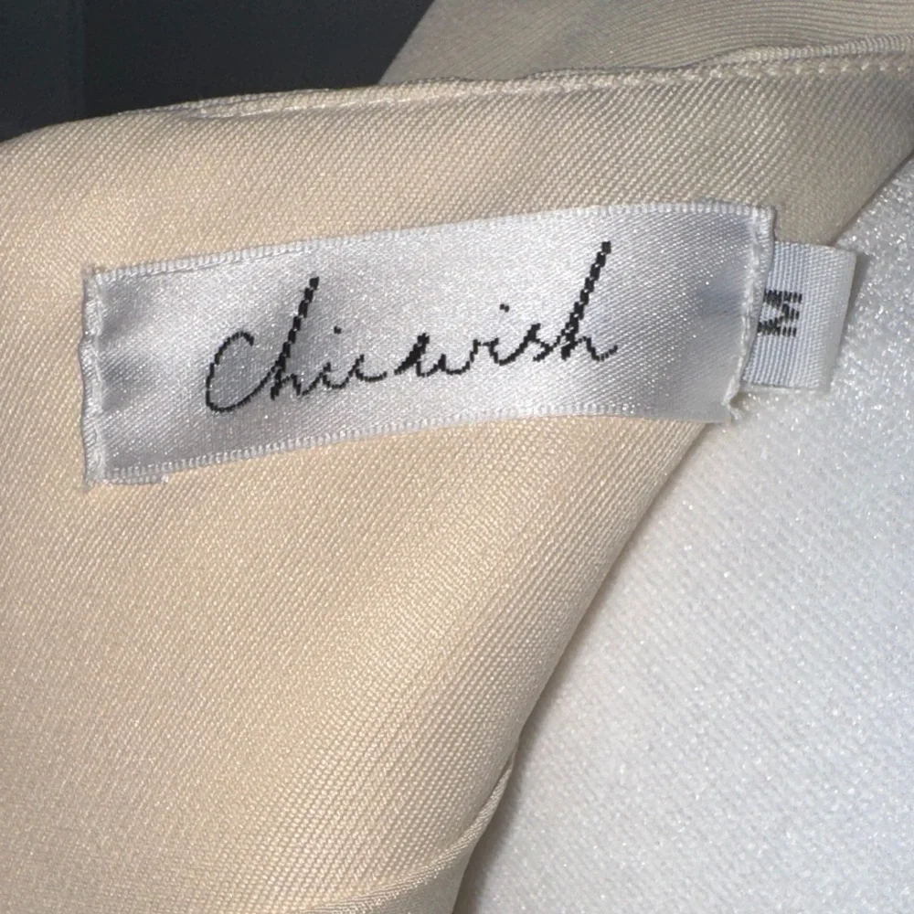 Chicwish Beige Sleeveless Mini Dress Ruffle Skirt Hemline - Picture 8 of 8